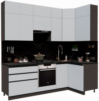 Готовая кухня ВерсоМебель Эко Премиум 1.2x2.4 правая (сумеречный голубой/ст. тунис) - 1/1