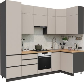 Готовая кухня ВерсоМебель Эко Премиум 1.2x2.7 правая (глиняный серый/ст. дуб вотан) - 1/1