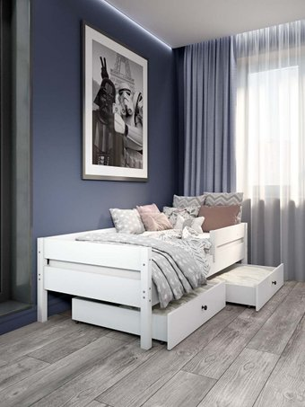 Кровать-тахта EcoWood Барселона 80x160 с ящиками ECO.001.00053.80-160.W - 1/1