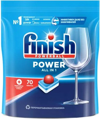 Таблетки для посудомоечной машины Finish All in One Бесфосфатные эффективное очищение и блеск (70 шт) - 1/1