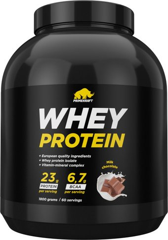 Протеин сывороточный (концентрат) Prime Kraft Whey Milk Chocolate (1800 г, молочный шоколад) - 1/1