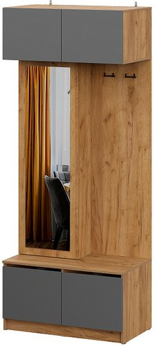 Стенка NN мебель Авиньон 00-00112204 (дуб крафт золотой/графит серый) - 1/1