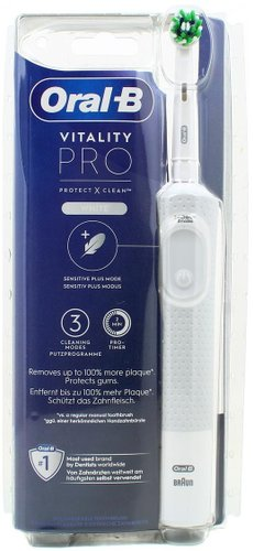 Электрическая зубная щетка Oral-B Vitality Pro D103.413.3 Cross Action Protect X Clean White 4210201427582 (белый) - 1/1