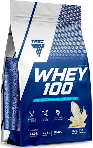 Протеин сывороточный (концентрат) Trec Nutrition Whey 100 (ваниль, 900 г) - 1/1
