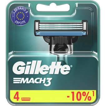 Сменные кассеты для бритья Gillette Mach3 (4 шт) 3014260243531 - 1/1