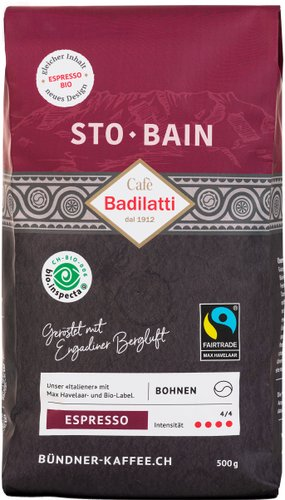 Кофе Cafe Badilatti Sto Bain Bio Max Havelaar зерновой 500 г - 1/1