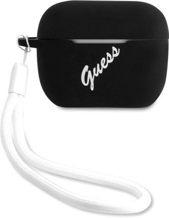 Чехол CG Mobile Guess Script logo with cord для AirPods Pro GUACAPLSVSBW (черный; белый) - 1/1
