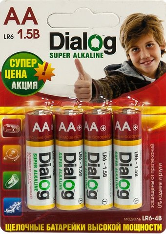 Батарейка Dialog AA 4 шт. [LR6-4B] - 1/1
