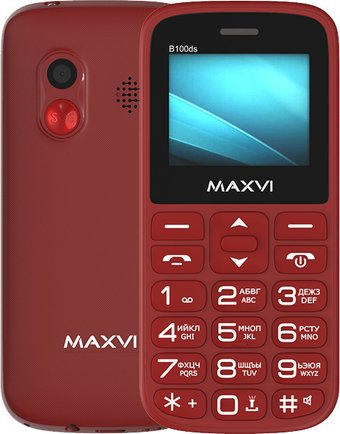 Кнопочный телефон Maxvi B100ds (винный красный) - 1/1