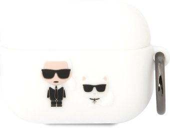 Чехол CG Mobile Karl Lagerfeld with ring Karl & Choupette для AirPods Pro KLACAPSILKCW (белый) - 1/1