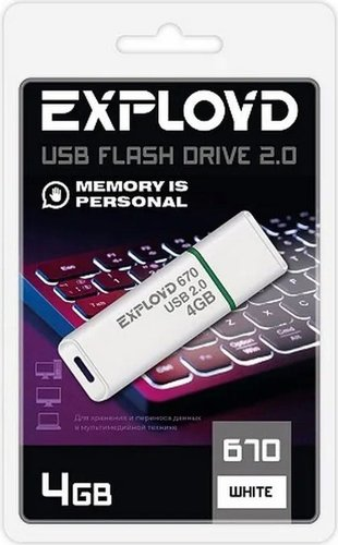 USB Flash Exployd 670 4GB (белый) - 1/1