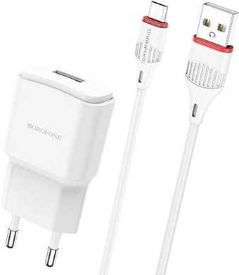 Сетевое зарядное Borofone BA48A microUSB (белый) - 1/1