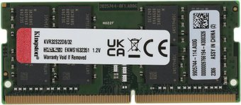Оперативная память Kingston 32GB DDR4 SODIMM PC4-25600 KVR32S22D8/32 - 1/1