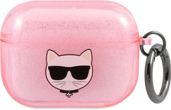 Чехол CG Mobile Karl Lagerfeld Choupette Glitters для AirPods Pro KLAPUCHGP (розовый) - 1/1