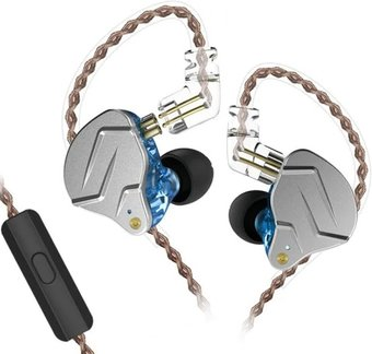 Наушники KZ Acoustics ZSN Pro (с микрофоном, серебристый/синий) - 1/1