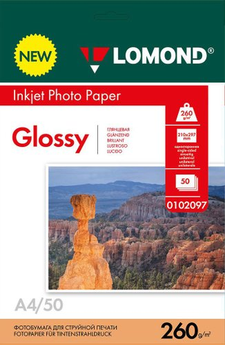 Фотобумага Lomond односторонняя глянцевая А4 260 г/м2 0102097 - 1/1