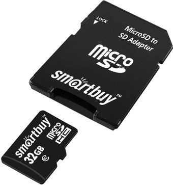 Карта памяти SmartBuy microSDHC SB32GBSDCL10-01LE 32GB (с адаптером) - 1/1