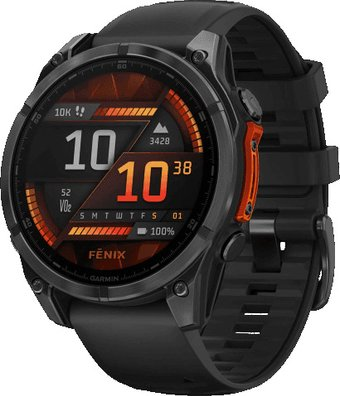 Умные часы Garmin Fenix 8 47мм (серый, черный силиконовый ремешок) - 1/1