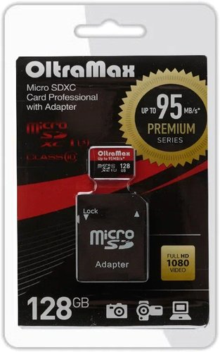 Карта памяти OltraMax Premium Series microSDXC 128GB OM128GCSDXC10UHS-1-PRU3 (с адаптером) - 1/1