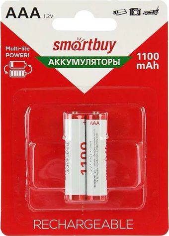 Аккумулятор SmartBuy AAA 1100mAh 2 шт. SBBR-3A02BL1100 - 1/1