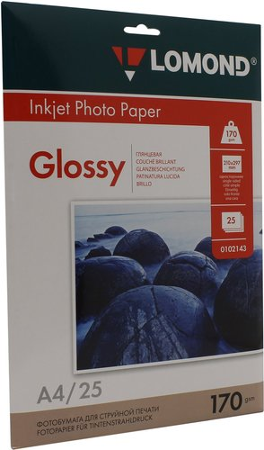 Фотобумага Lomond Глянцевая односторонняя A4 170 г/кв.м. 25 листов (0102143) - 1/1