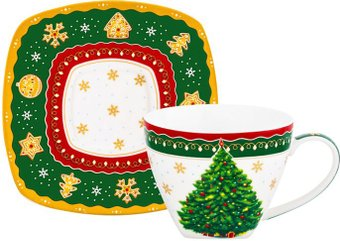 Чашка Elan Gallery Новогодняя елка 420734 (зеленый узор) - 1/1
