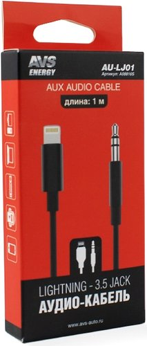 Кабель AVS AU-LJ01 Lighting - 3.5 Jack (1 м, черный) - 1/1