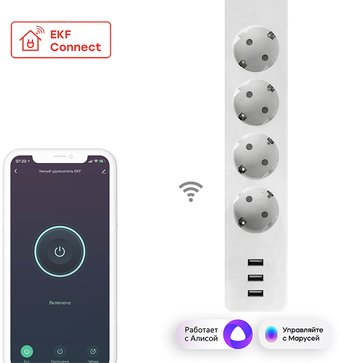 Умный удлинитель EKF Connect Wi-Fi c USB RCE-1-WF - 1/1