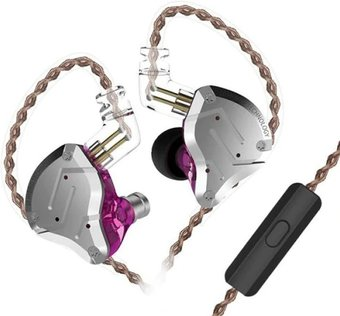 Наушники KZ Acoustics ZS10 Pro (с микрофоном, серебристый/фиолетовый) - 1/1