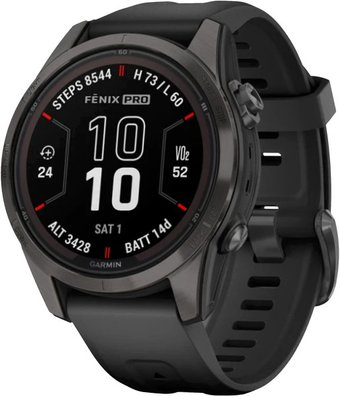 Умные часы Garmin Fenix 7S Pro Sapphire Solar (карбоново-серый титан/черный) - 1/1