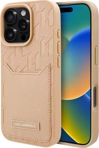 Чехол для телефона Lagerfeld Cardslot PU Grained Monogram with Pocket для iPhone 16 Pro Max KLHCP16XPGKHPRPW - 1/1