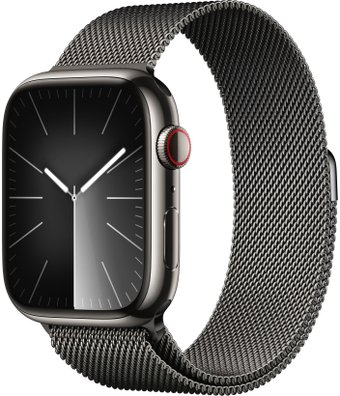Умные часы Apple Watch Series 9 LTE 45 мм (корпус из нержавеющей стали, графит/миланский графитовый) - 1/1