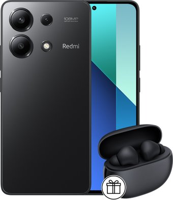 Смартфон Xiaomi Redmi Note 13 6GB/128GB с NFC международная версия (полуночный черный) и Xiaomi Redmi Buds 4 Active (черный) по акции - 1/1