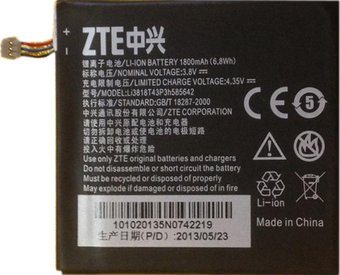 Аккумулятор для телефона Копия ZTE Li3818t43p3h585642 - 1/1