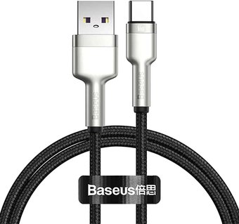 Кабель Baseus Cafule Series Metal Data Cable USB Type-A - Type-C 66W CAKF000201 (2 м, черный) - 1/1