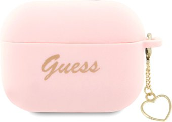 Чехол CG Mobile Guess Script logo with Heart charm для AirPods Pro 2 GUAP2LSCHSP (розовый) - 1/1