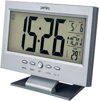 Настольные часы Perfeo Set PF-S2618 (серебристый) - 1/1