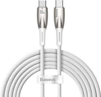 Кабель Baseus Glimmer Series Fast Charging Data Cable USB Type-C - Type-C 100W CADH000802 (2 м, белый) - 1/1