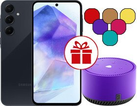 Смартфон Samsung Galaxy A55 SM-A556E 8GB/256GB + Яндекс Станция Лайт (темно-синий) - 1/1