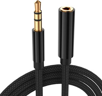 Кабель USBTOP 3.5 мм - 3.5 мм (1.5 м, F-M, черный) - 1/1