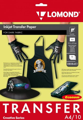 Термотрансфер Lomond термотрансферная А4 140 г/кв.м. 10 листов (0808451) - 1/1