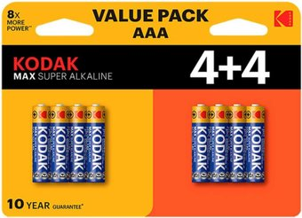 Батарейка Kodak Max super alkaline AAA LR03 4+4BL (8 шт) - 1/1