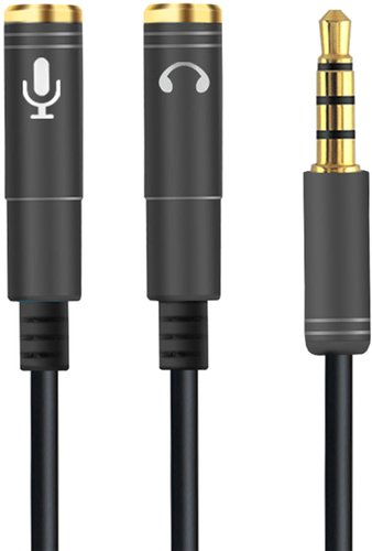 Кабель USBTOP jack 3.5mm (AUX) на jack 3.5mm (AUX) - jack 3.5mm (MIC) (0.5 м, черный) - 1/1