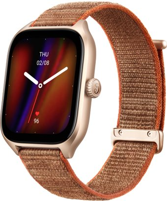 Умные часы Amazfit GTS 4 (золотистый, с коричневым нейлоновым ремешком) - 1/1