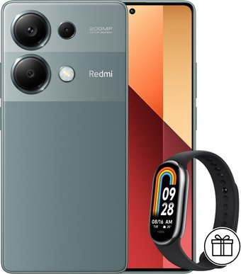 Смартфон Xiaomi Redmi Note 13 Pro 4G 8GB/128GB с NFC международная версия (зеленый лес) и Xiaomi Smart Band 8 (серый) по акции - 1/1