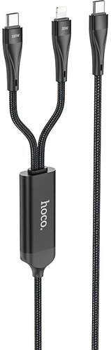 Кабель Hoco U102 USB Type-C - USB Type-C+Lightning (1.5 м, черный) - 1/1