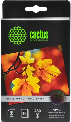 Фотобумага CACTUS Prof Шелковисто-матовая 10x15 280 г/м2 20 листов [CS-SMA628020] - 1/1