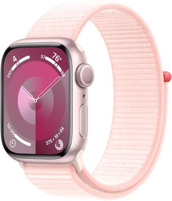 Умные часы Apple Watch Series 9 41 мм (алюминиевый корпус, розовый/розовый, нейлоновый ремешок) - 1/1