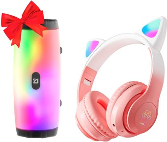 Наушники Miru Cat EP-W10 (розовый) + Defender Enjoy S600 - 1/1