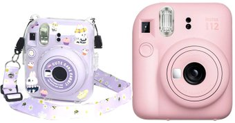 Фотоаппарат Fujifilm Instax Mini 12 (розовый) + пурпурный чехол Sundays с ремнем - 1/1
